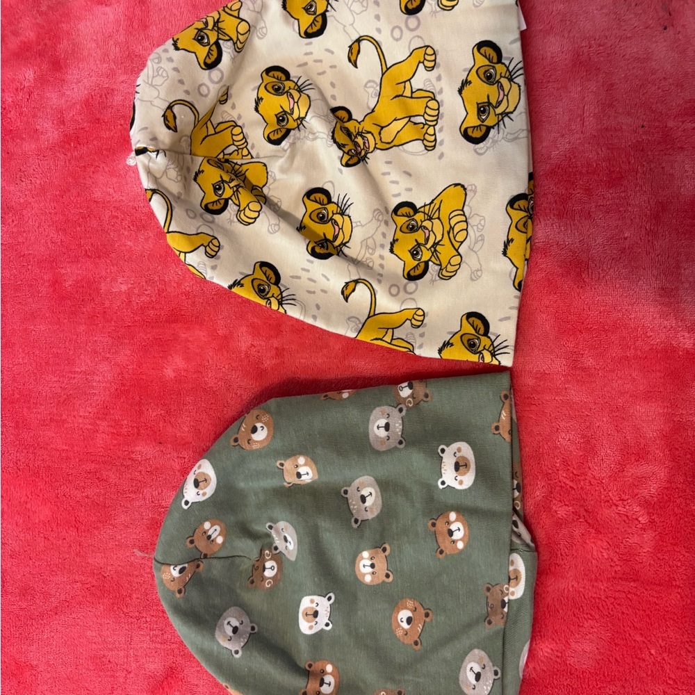 Cream and Green Patterned Hat Set